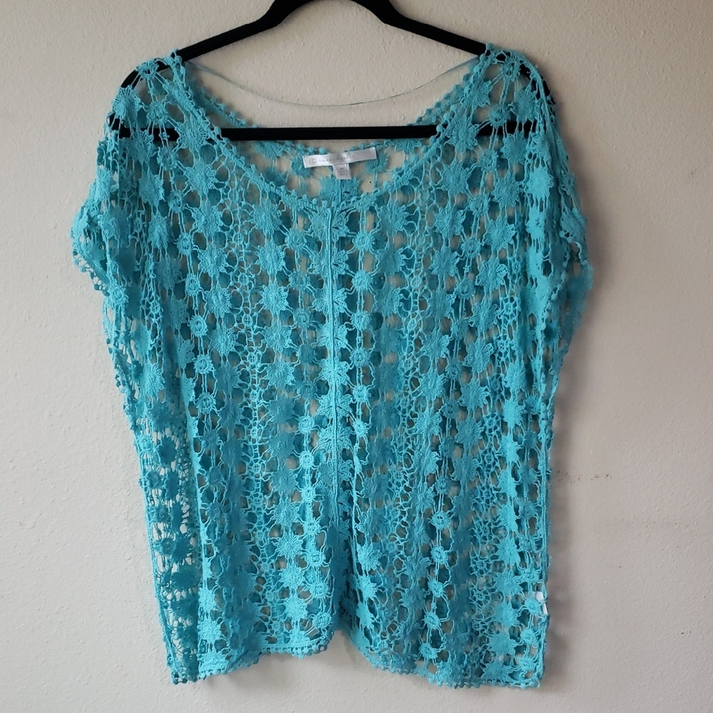 Turquoise Crochet Top